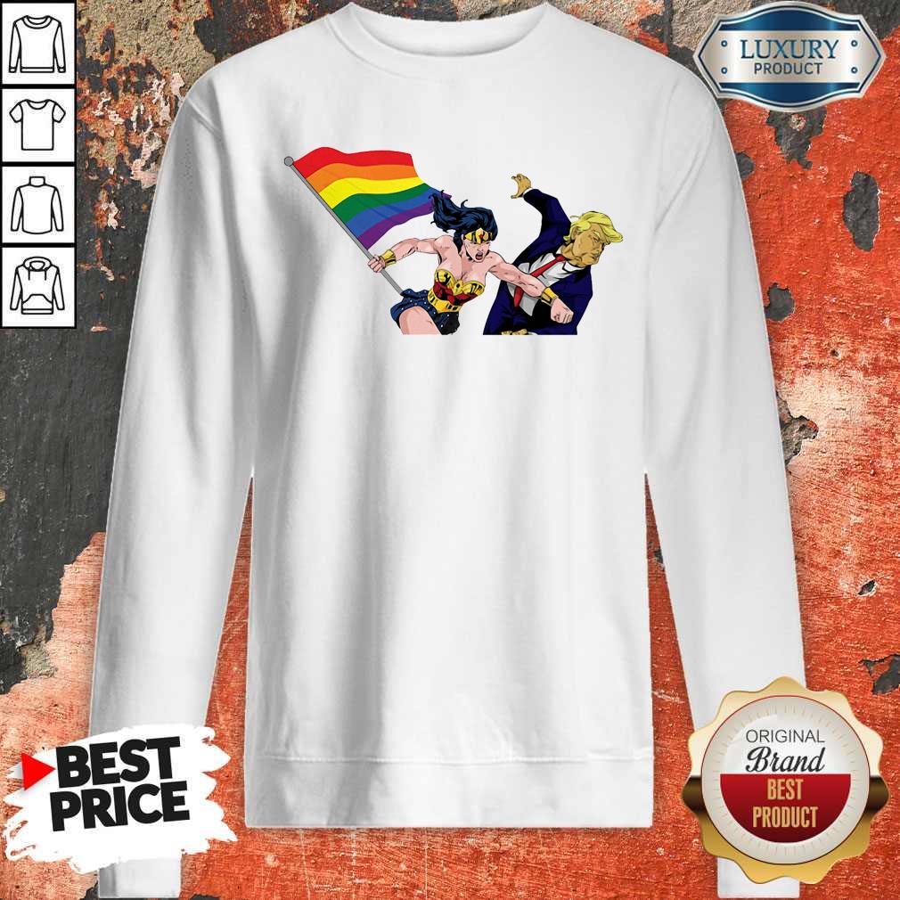 Premium LGBT Wonder Woman Punch Trump Shirt - Image 4