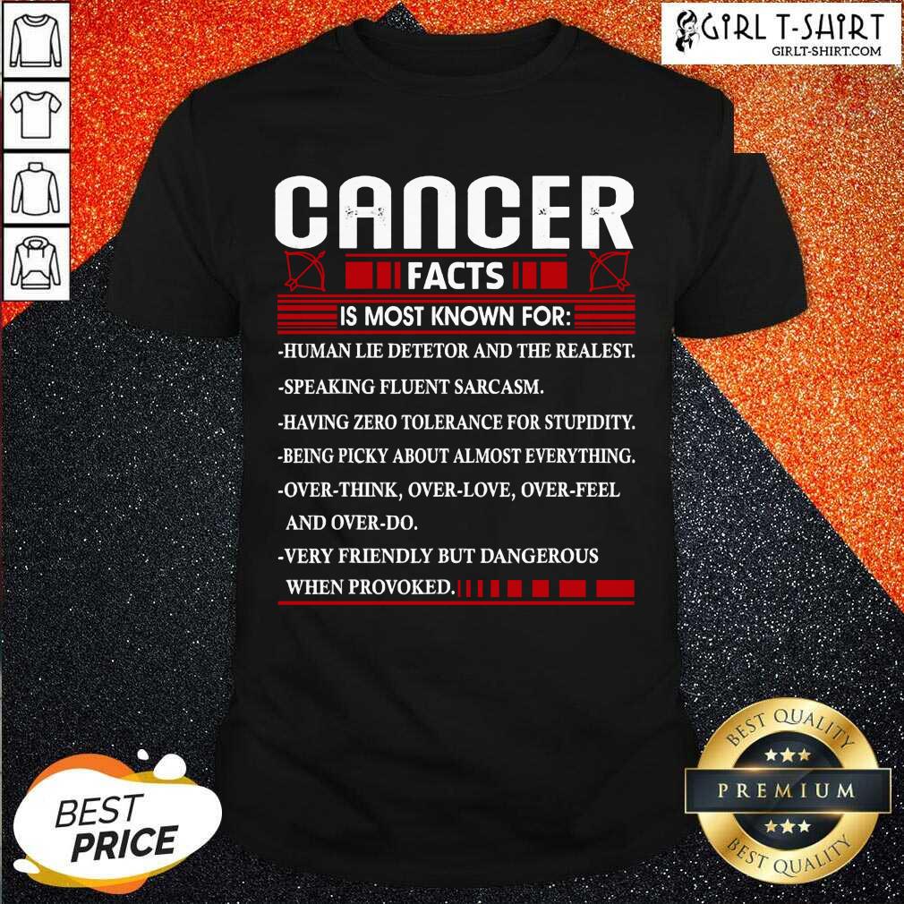 Premium List Cancer Facts Is Most Know For Zodiac Birthday Cancer Shirt