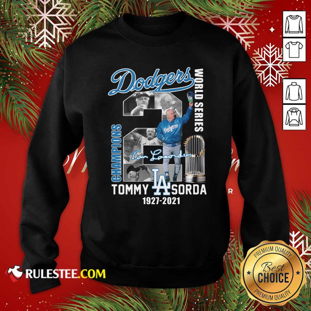 Premium Los Angeles Dodgers Tommy Lasorda World Series 1927 2021 Signature Shirt - Image 5
