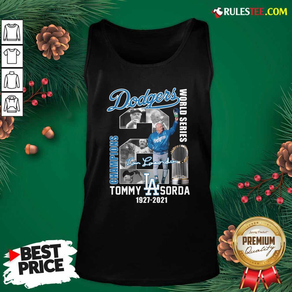 Premium Los Angeles Dodgers Tommy Lasorda World Series 1927 2021 Signature Shirt - Image 4