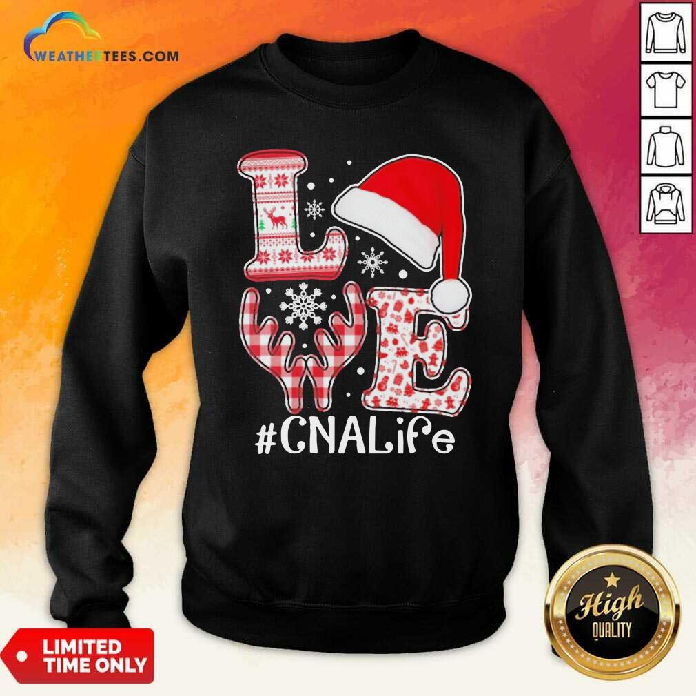 Premium Love Hat Santa And Reindeer #CNA Life Worker Ugly Christmas Shirt - Image 2