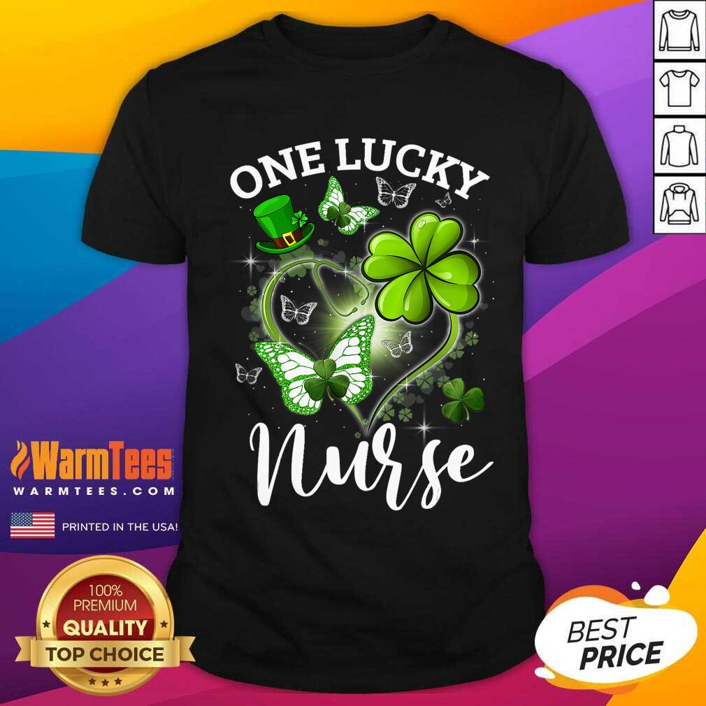 Premium Lucky Irish St. Patricks Day Nurse Shamrock Heart Butterfly Shirt