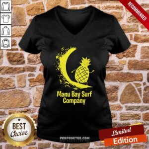 Alternative view of Premium Manu Bay Surf Company New Zealand Gold Surfing Pineapple Shirt