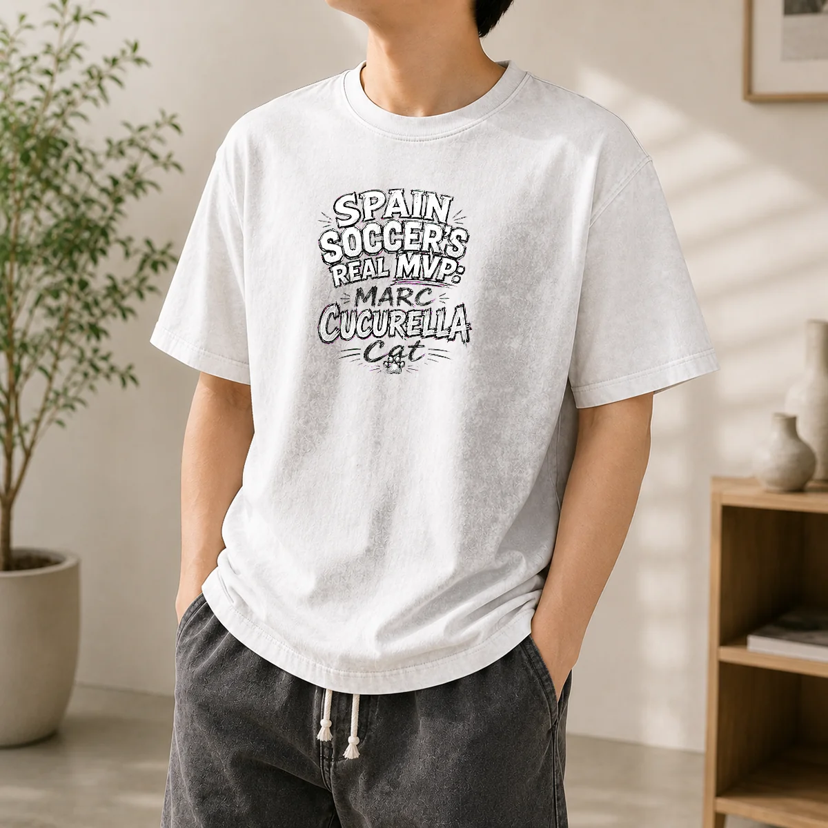 Premium Marc Cucurella Cat Meme Spain Soccer Sketch Shirt - Image 9