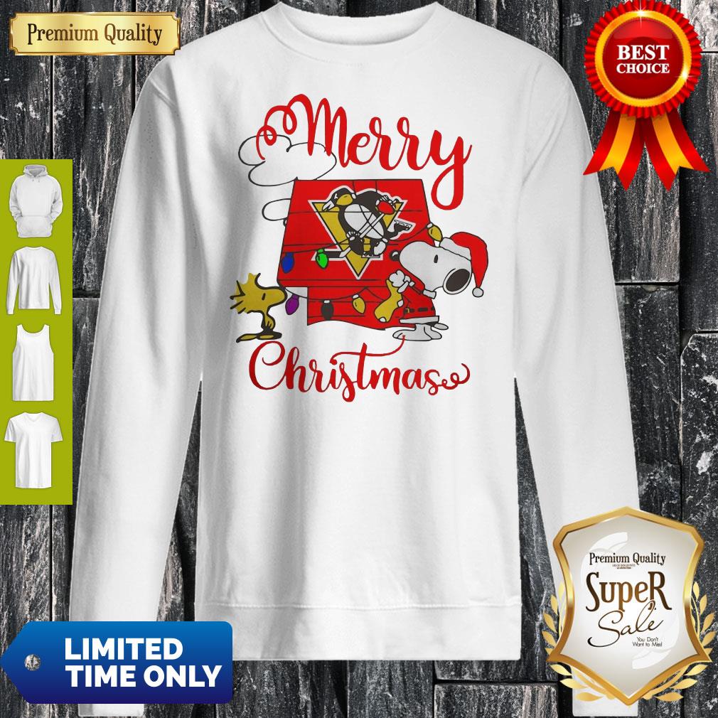Premium Merry Christmas Snoopy Pittsburgh Penguins Shirt - Image 5