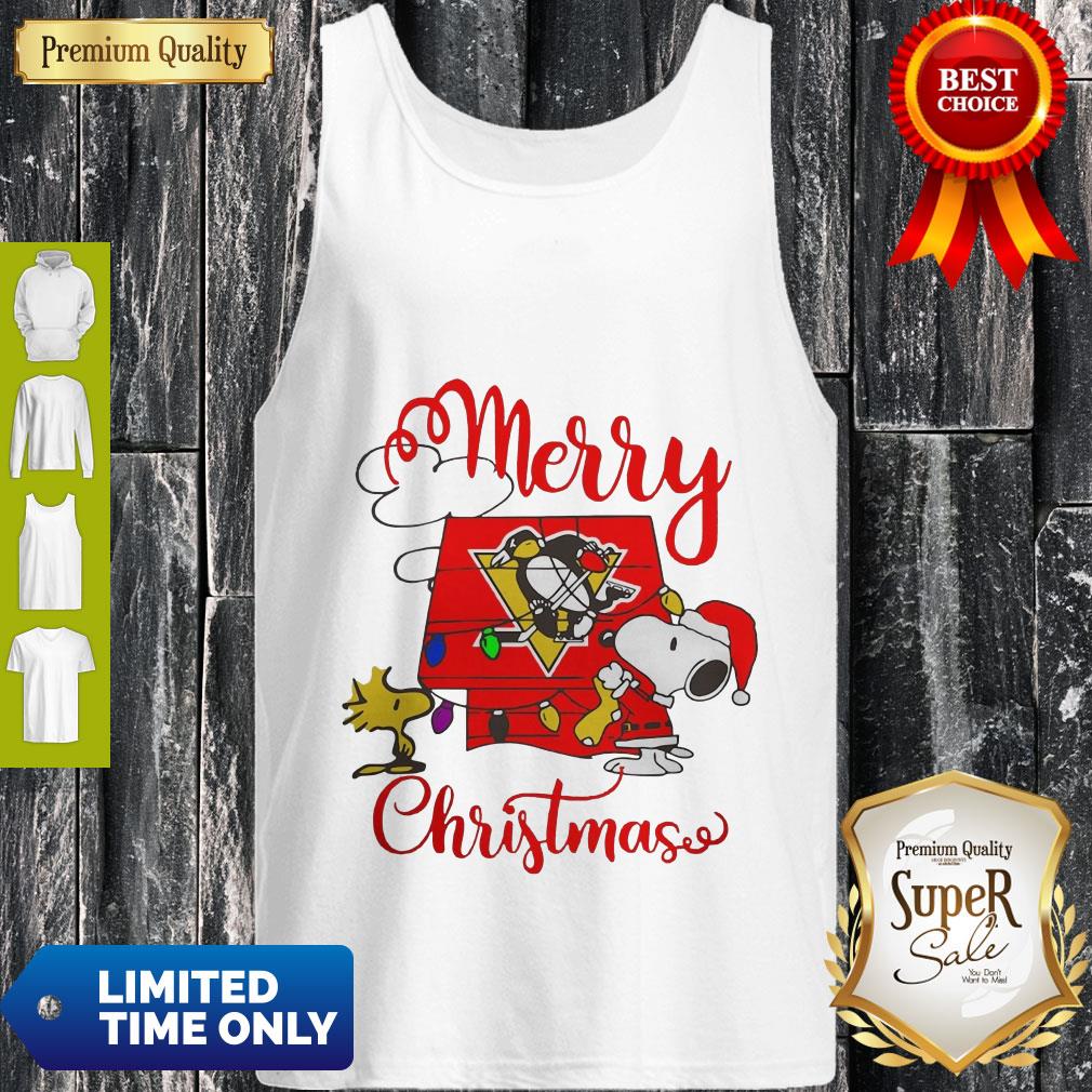 Premium Merry Christmas Snoopy Pittsburgh Penguins Shirt - Image 4