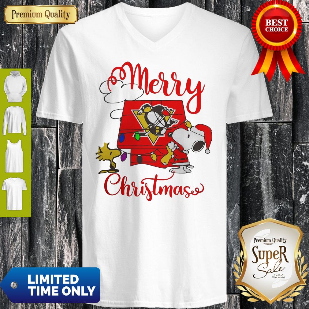 Premium Merry Christmas Snoopy Pittsburgh Penguins Shirt - Image 3