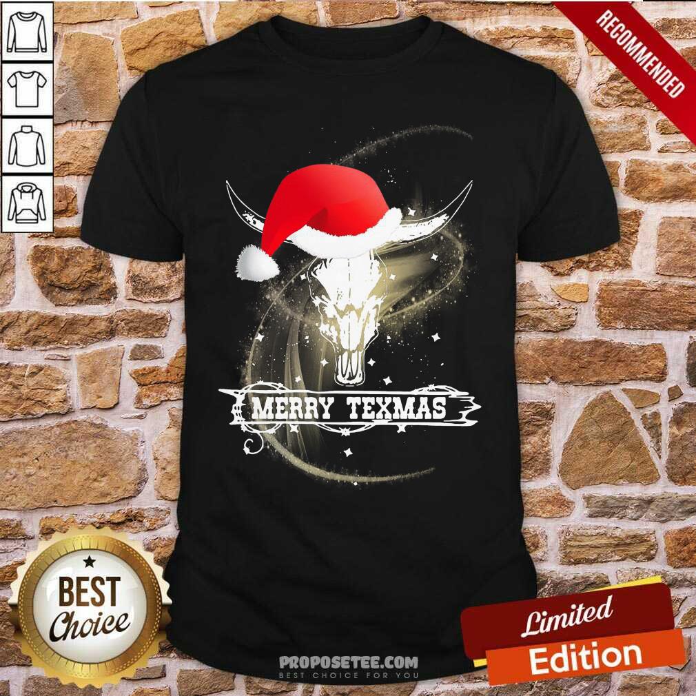 Premium Merry Texmas Skull Cow Christmas Shirt