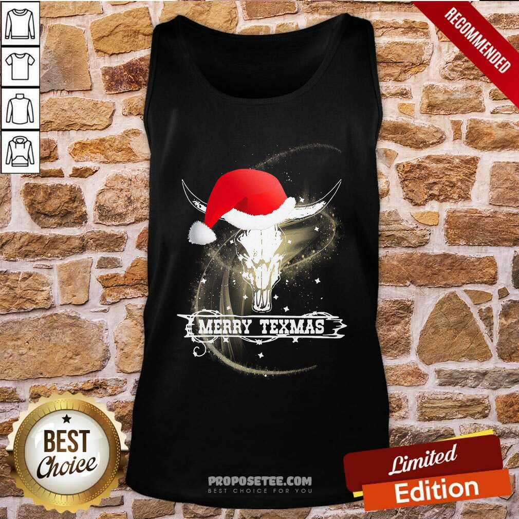 Premium Merry Texmas Skull Cow Christmas Shirt - Image 4