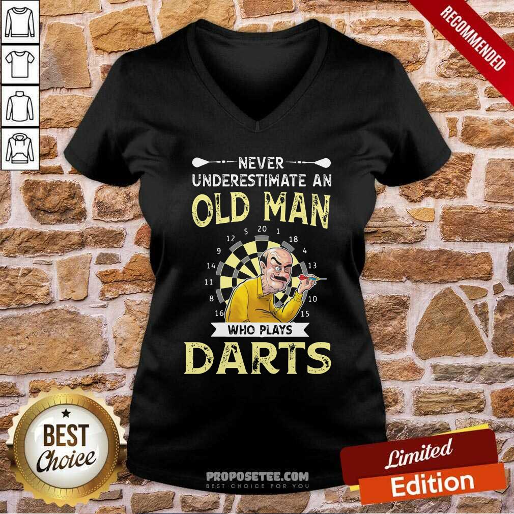 Premium Never Underestimate An Old Man Who Plays Darts Shirt - Image 3