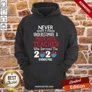 Alternative view of Premium Never Underestimate Preschool Teacher Teacher Survived 2020 Pandemic Shirt