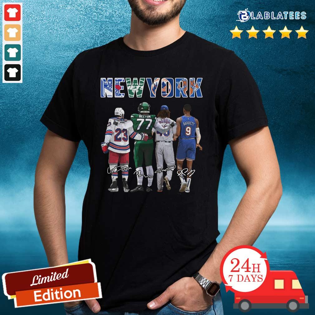 Premium New York City New York Yankees New York Jets New York Knicks Becton Barrett Signatures Shirt
