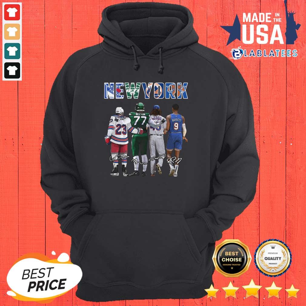 Premium New York City New York Yankees New York Jets New York Knicks Becton Barrett Signatures Shirt - Image 2