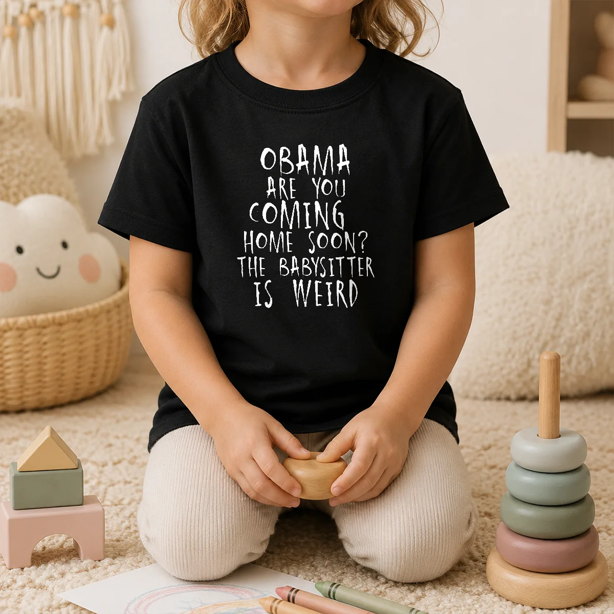 Premium Obama Are You Coming Home Soon The Babysitter Is Weird Shirt - Image 9