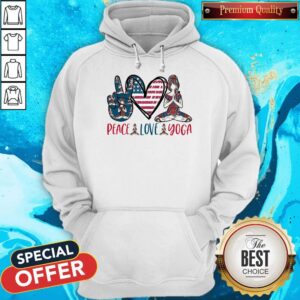 Alternative view of Premium Peace Love Yoga America Flag Shirt