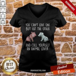 Alternative view of Premium Pig And Dog You Can’t Love One But Eat The Other And Call Yourself An Animal Lover Shirt