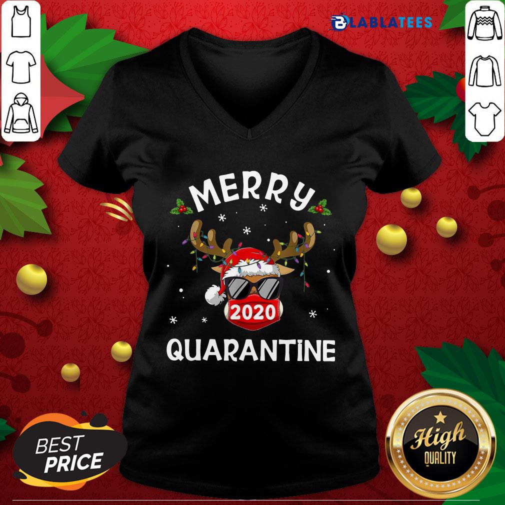 Premium Reindeer Face Mask 2020 Merry Quarantine Christmas Shirt - Image 3