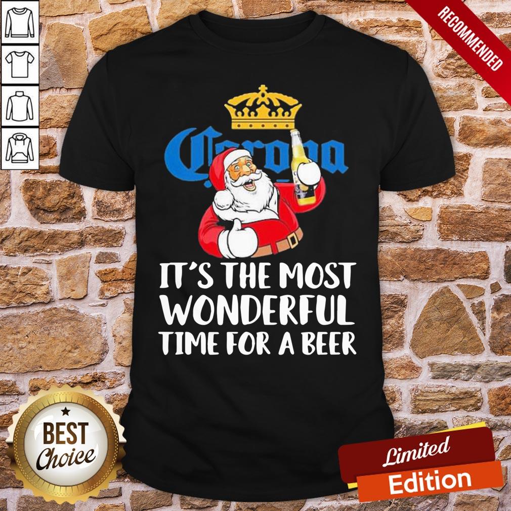 Premium Santa Drink Corona Beer It’s The Most Wonderful Time For A Beer Shirt