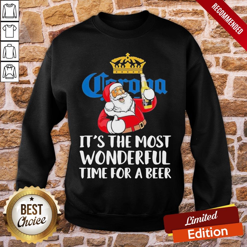 Premium Santa Drink Corona Beer It’s The Most Wonderful Time For A Beer Shirt - Image 4