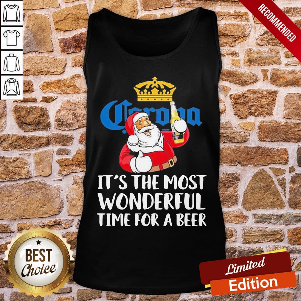 Premium Santa Drink Corona Beer It’s The Most Wonderful Time For A Beer Shirt - Image 3