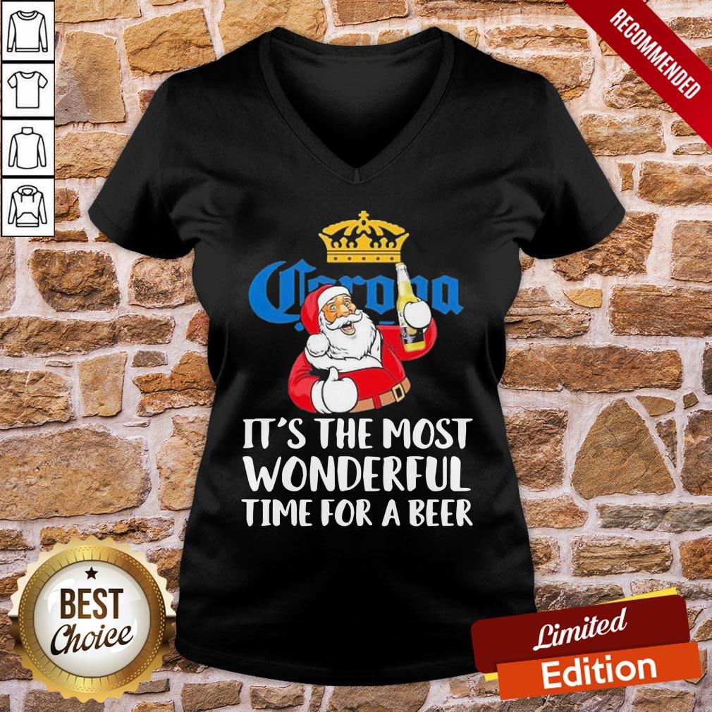 Premium Santa Drink Corona Beer It’s The Most Wonderful Time For A Beer Shirt - Image 2