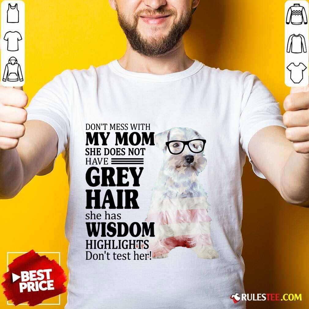 Premium Schnauzer She Does Not Have Grey Hair American Flag Shirt