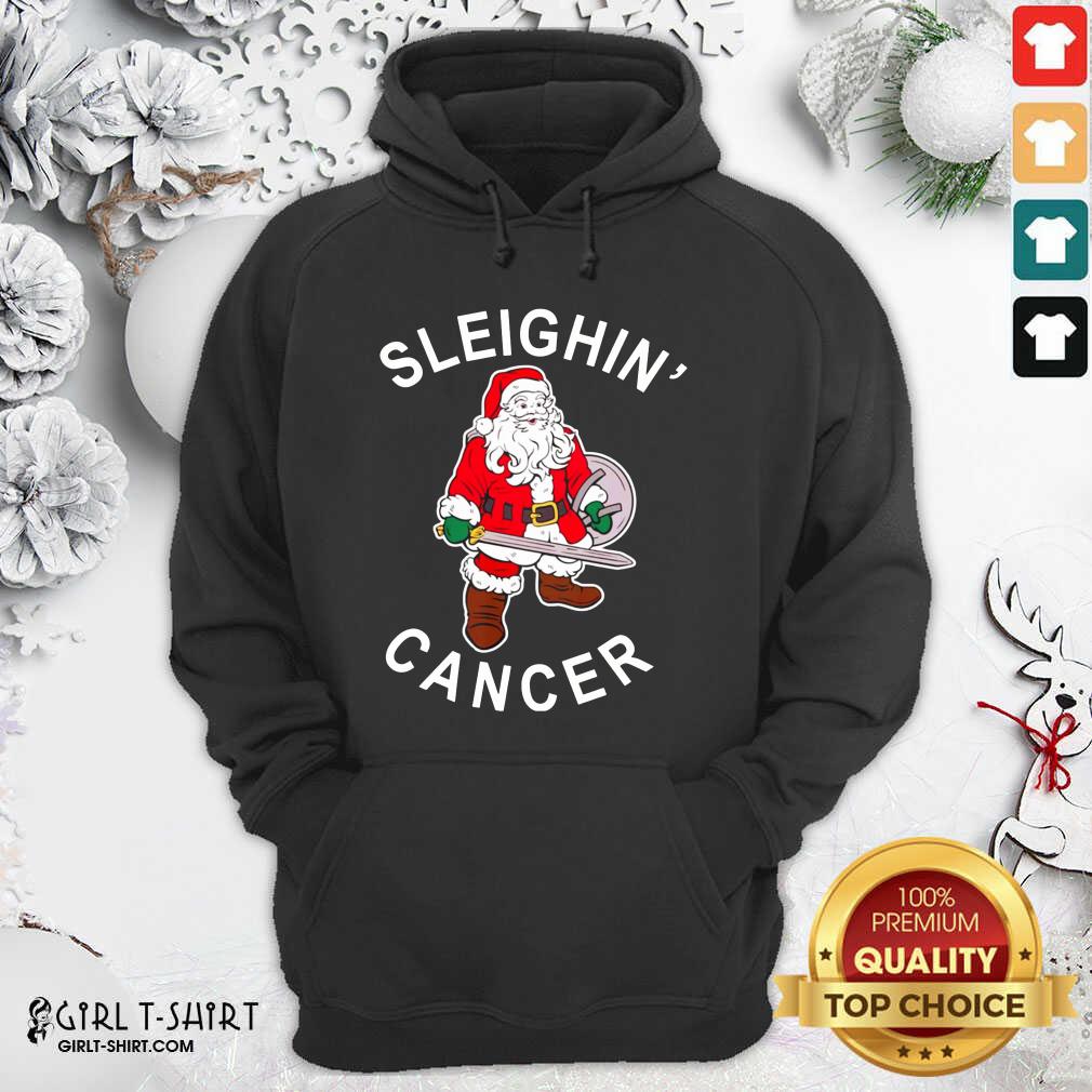 Premium Sleighin Cancer Santa Christmas Shirt - Image 2