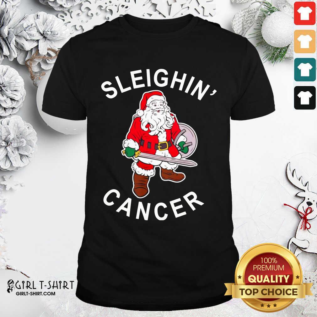 Premium Sleighin Cancer Santa Christmas Shirt