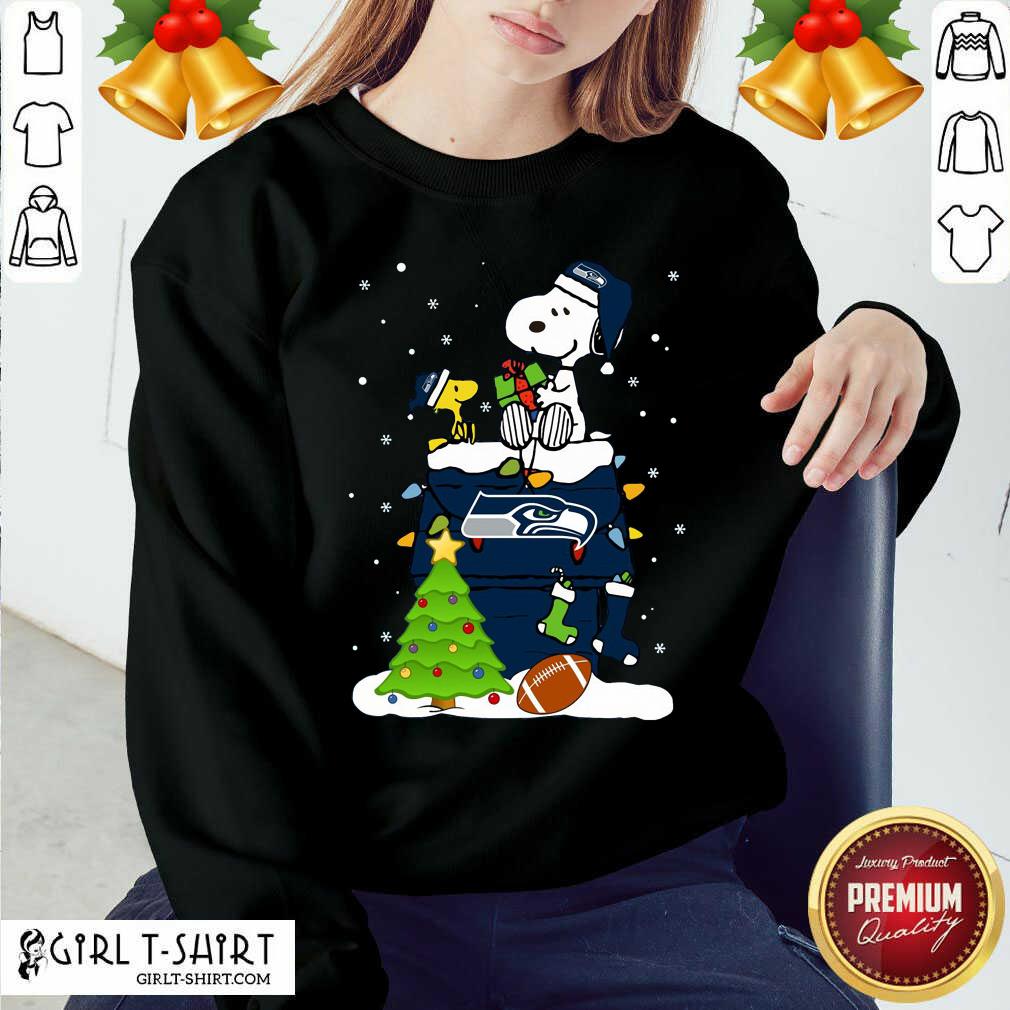 Premium Snoopy Merry Christmas Nfl Seahawks Unisex Shirt - Image 4