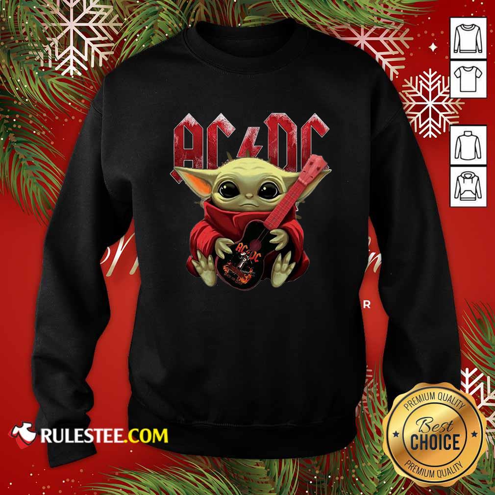 Premium Star Wars Baby Yoda Hug Guitar With Ac Dc 2021 Shirt - Image 5