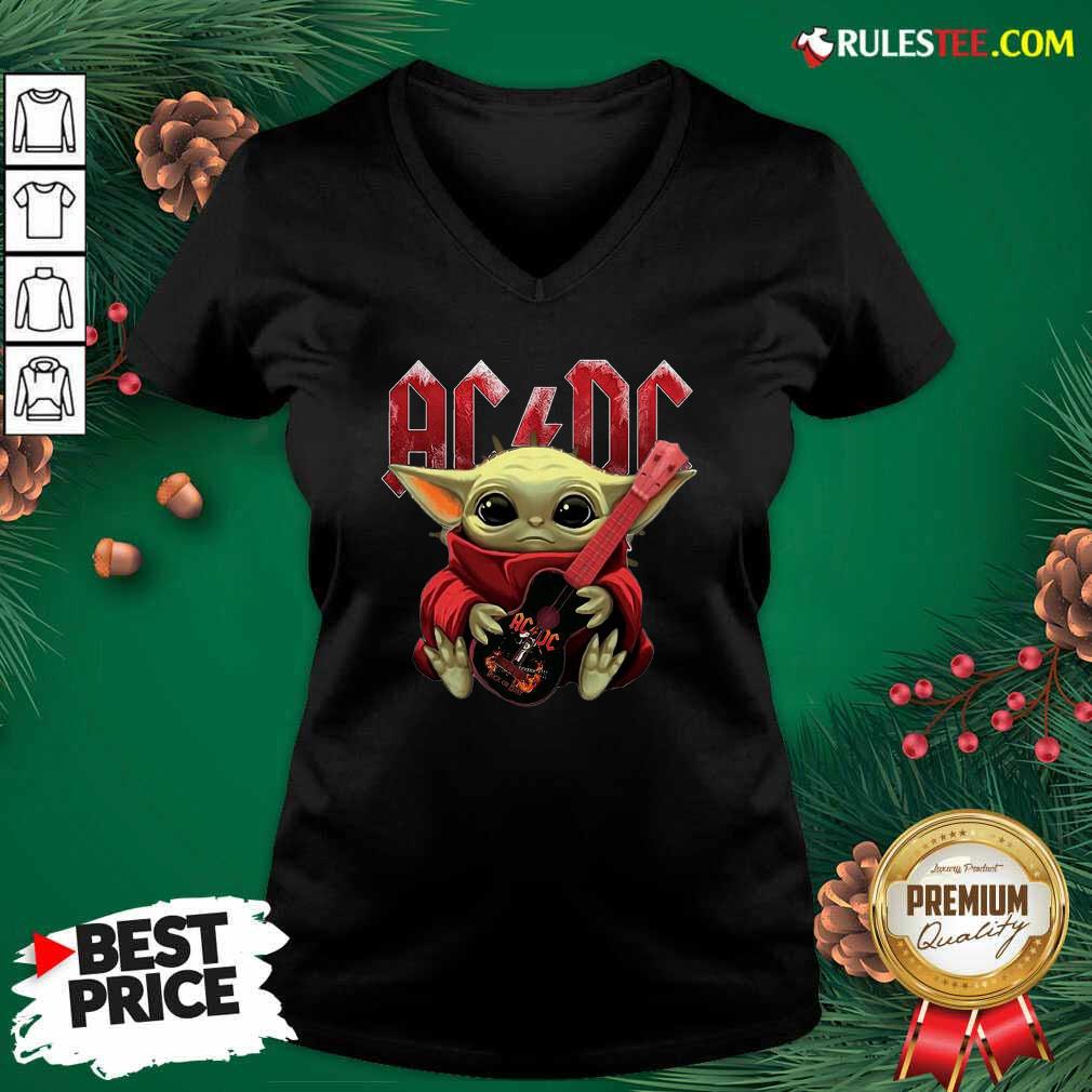 Premium Star Wars Baby Yoda Hug Guitar With Ac Dc 2021 Shirt - Image 3