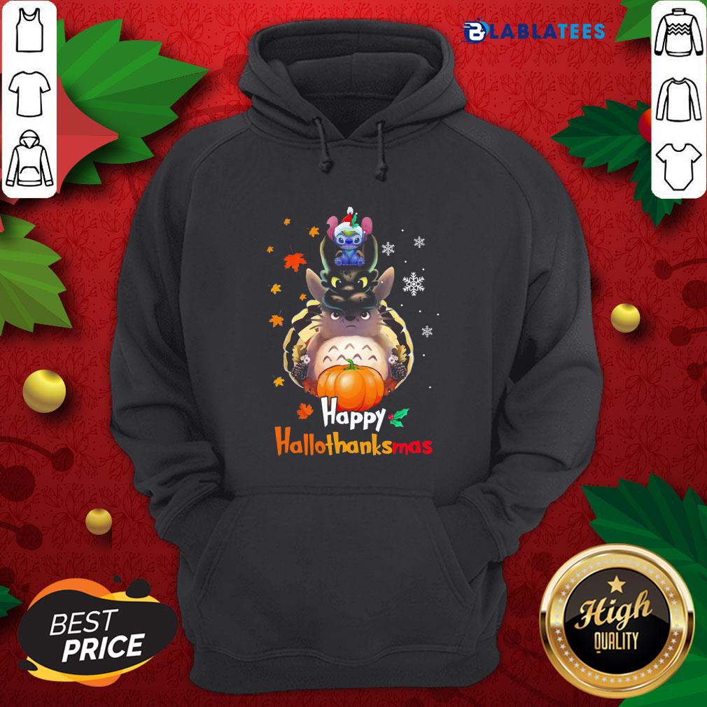 Premium Stitch And Toothless And Totoro Happy Hallothanksmas Shirt - Image 3