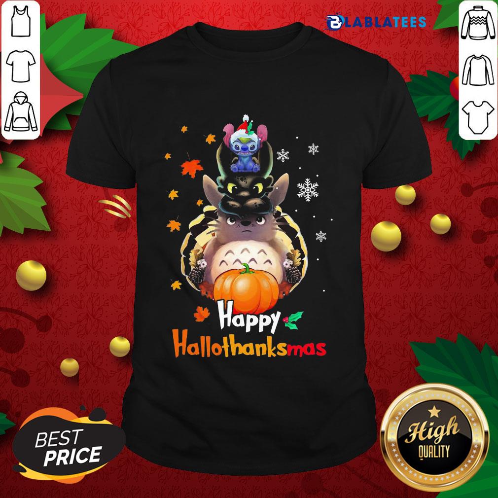 Premium Stitch And Toothless And Totoro Happy Hallothanksmas Shirt