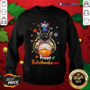 Alternative view of Premium Stitch And Toothless And Totoro Happy Hallothanksmas Shirt
