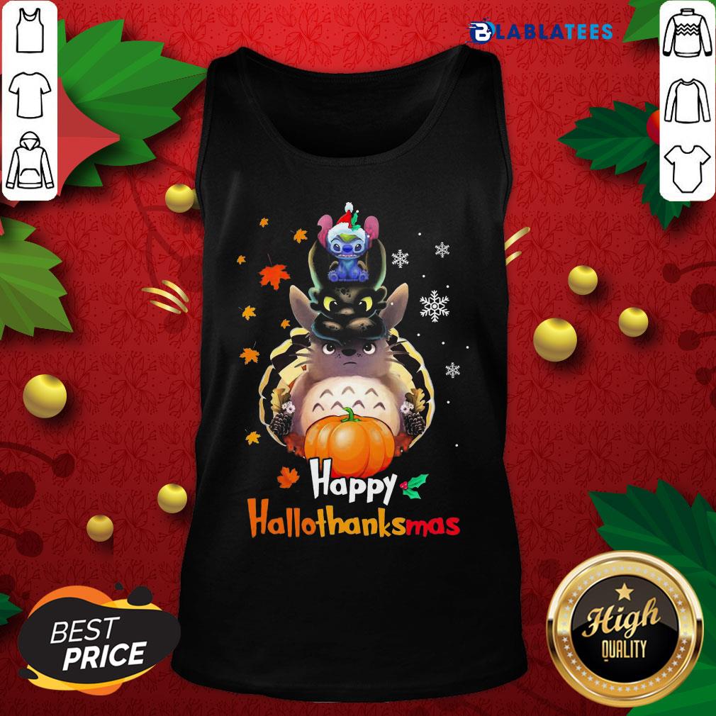 Premium Stitch And Toothless And Totoro Happy Hallothanksmas Shirt - Image 5