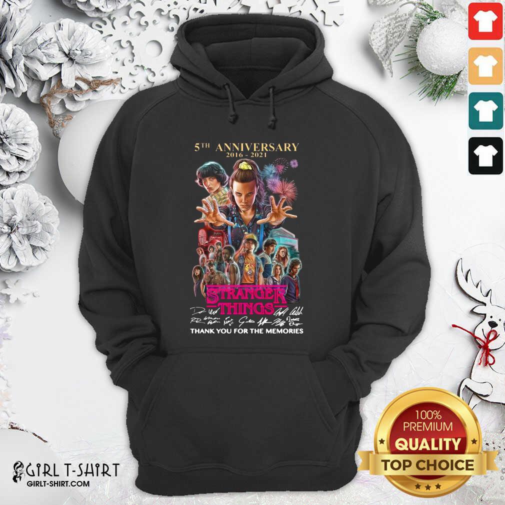 Premium Stranger Things 5th Anniversary Signatures Thank You For The Memories Shirt - Image 5
