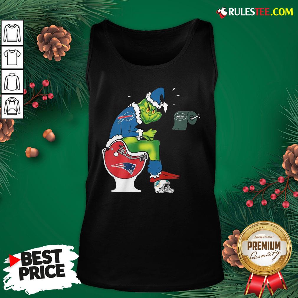 Premium The Grinch Buffalo Bills Shit On Toilet New England Patriots Christmas Shirt - Image 4