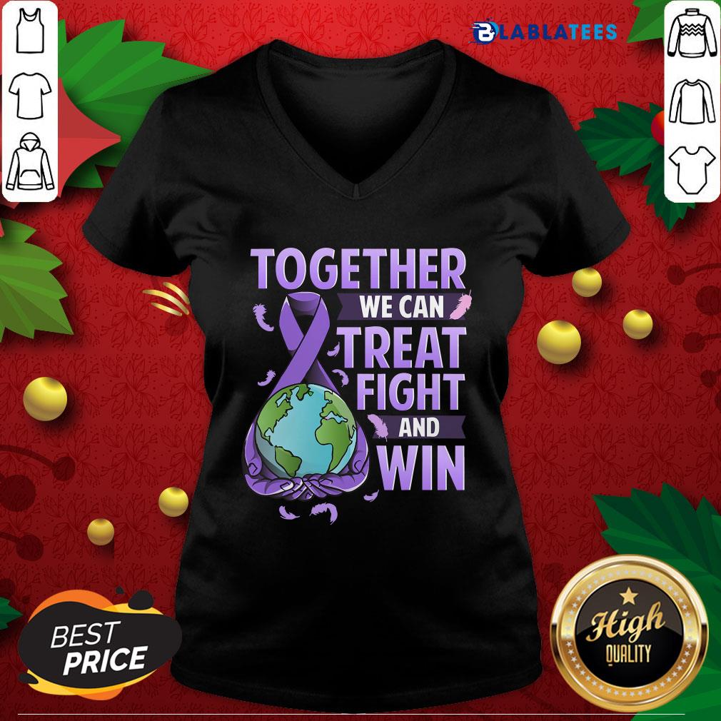 Premium Together We Can Treat Fight And Win World Cancer Day Cancer Awareness Fight Against Cancer Shirt - Image 3