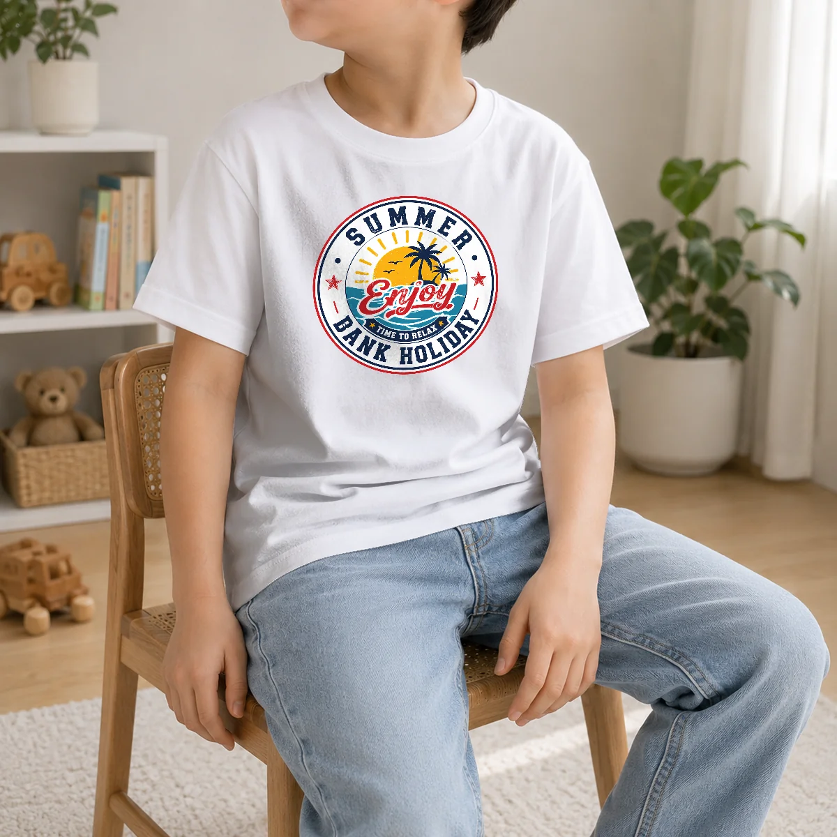 Premium Vintage Badge Summer Bank Holiday Enjoy Relax Palm Shirt - Image 9