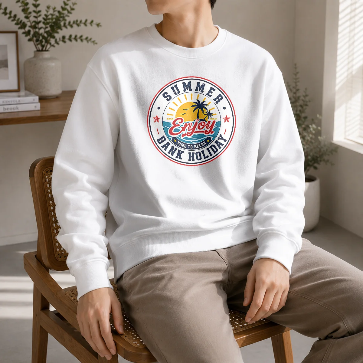 Premium Vintage Badge Summer Bank Holiday Enjoy Relax Palm Shirt - Image 7