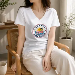 Alternative view of Premium Vintage Badge Summer Bank Holiday Enjoy Relax Palm Shirt