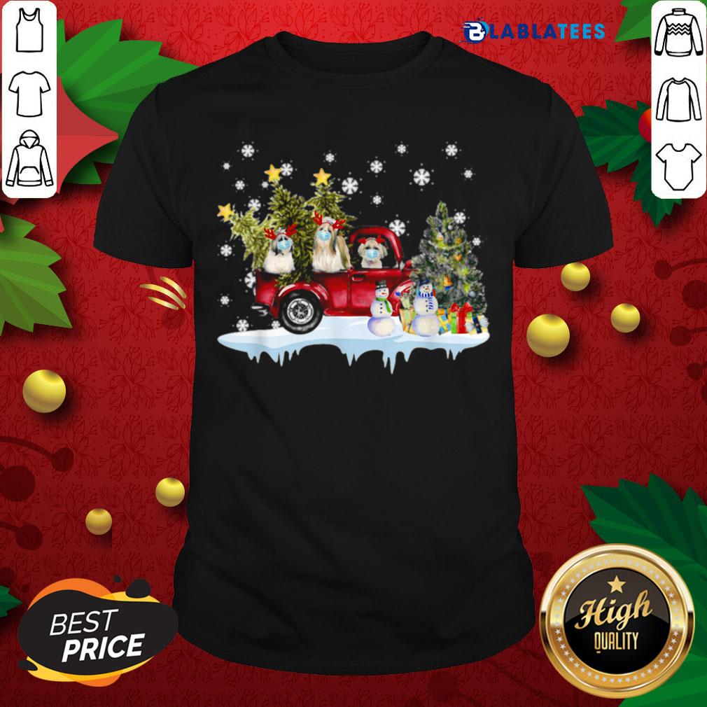 Premium Vintage Wagon Christmas Shih Tzu Tree On Car Xmas Shirt