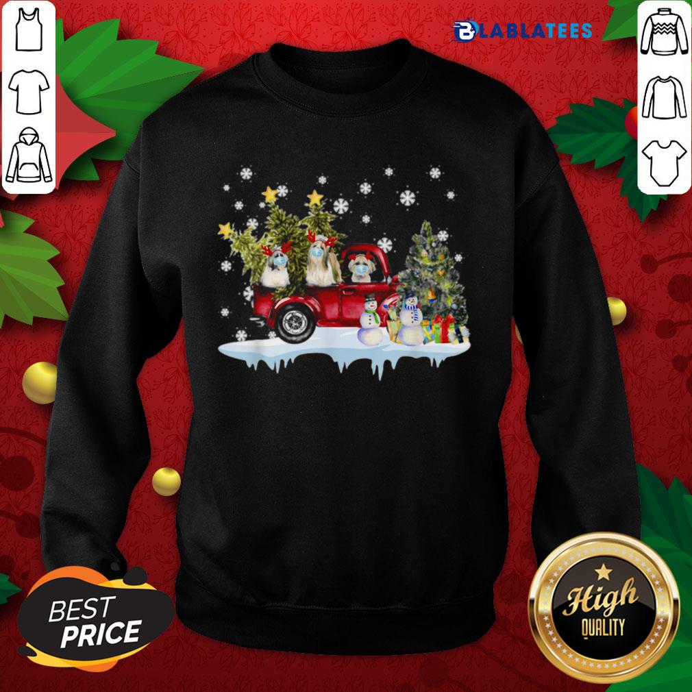 Premium Vintage Wagon Christmas Shih Tzu Tree On Car Xmas Shirt - Image 5