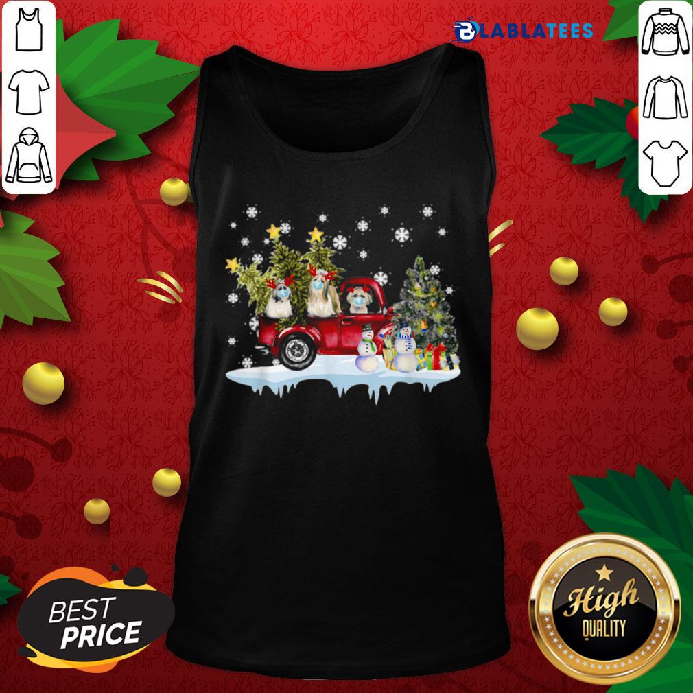 Premium Vintage Wagon Christmas Shih Tzu Tree On Car Xmas Shirt - Image 4