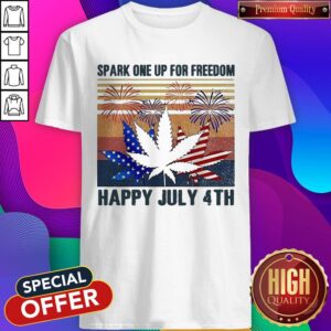 Premium Weed Fireworks Spark One Up For Freedom Happy July 4th Independence Day Shirt