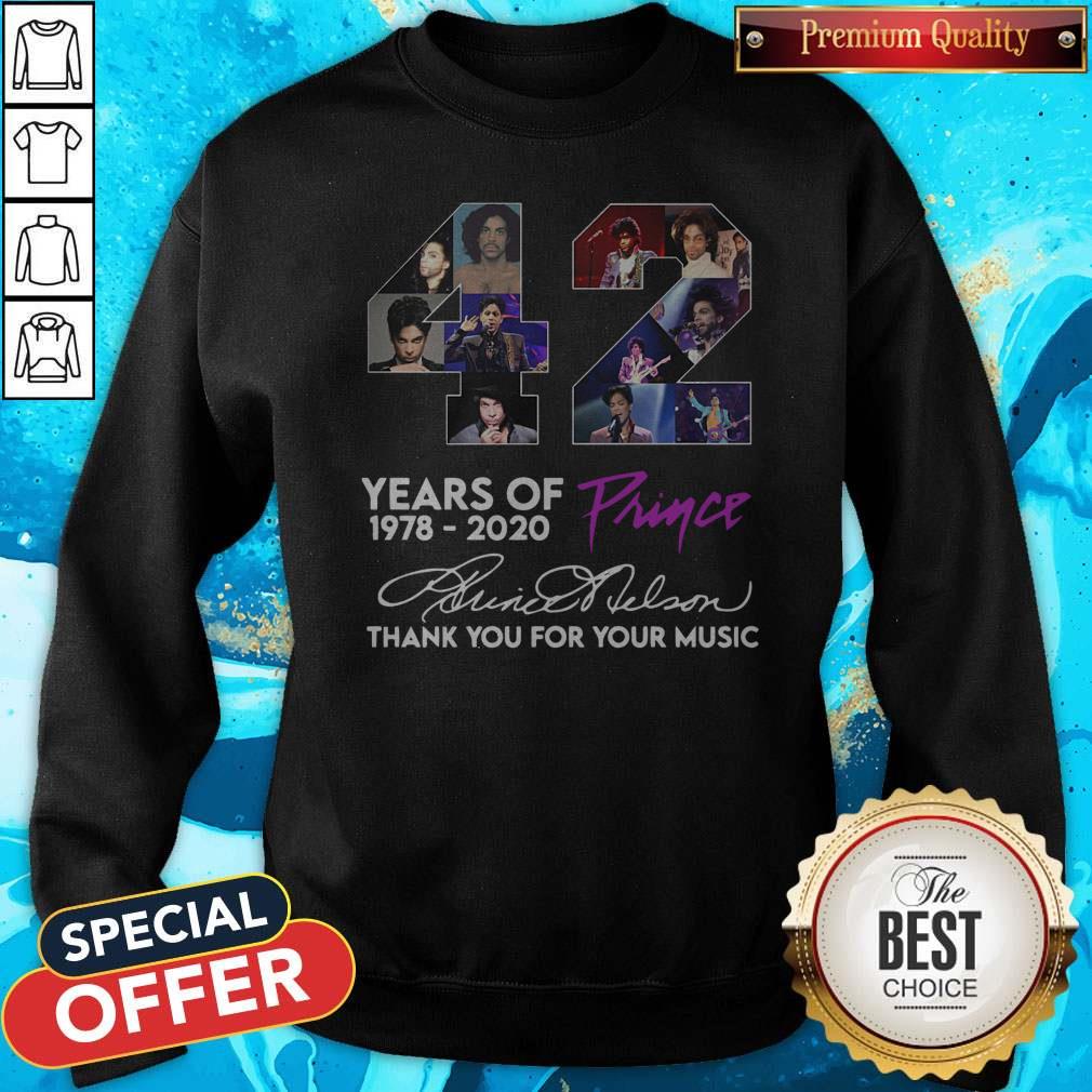 Pretty 42 Year Of Prince 1978 2020 Thank You For Your Music Signature Shirt - Image 4