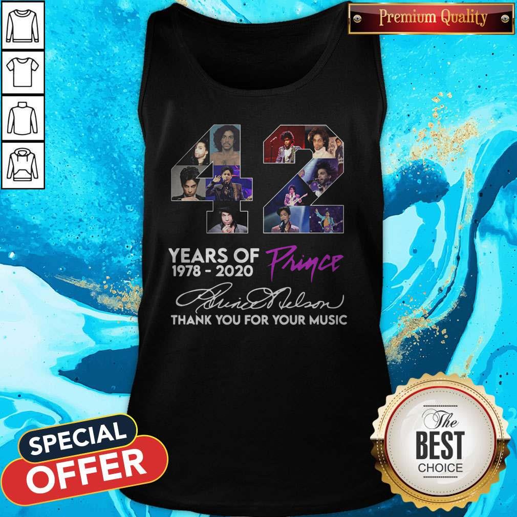 Pretty 42 Year Of Prince 1978 2020 Thank You For Your Music Signature Shirt - Image 3