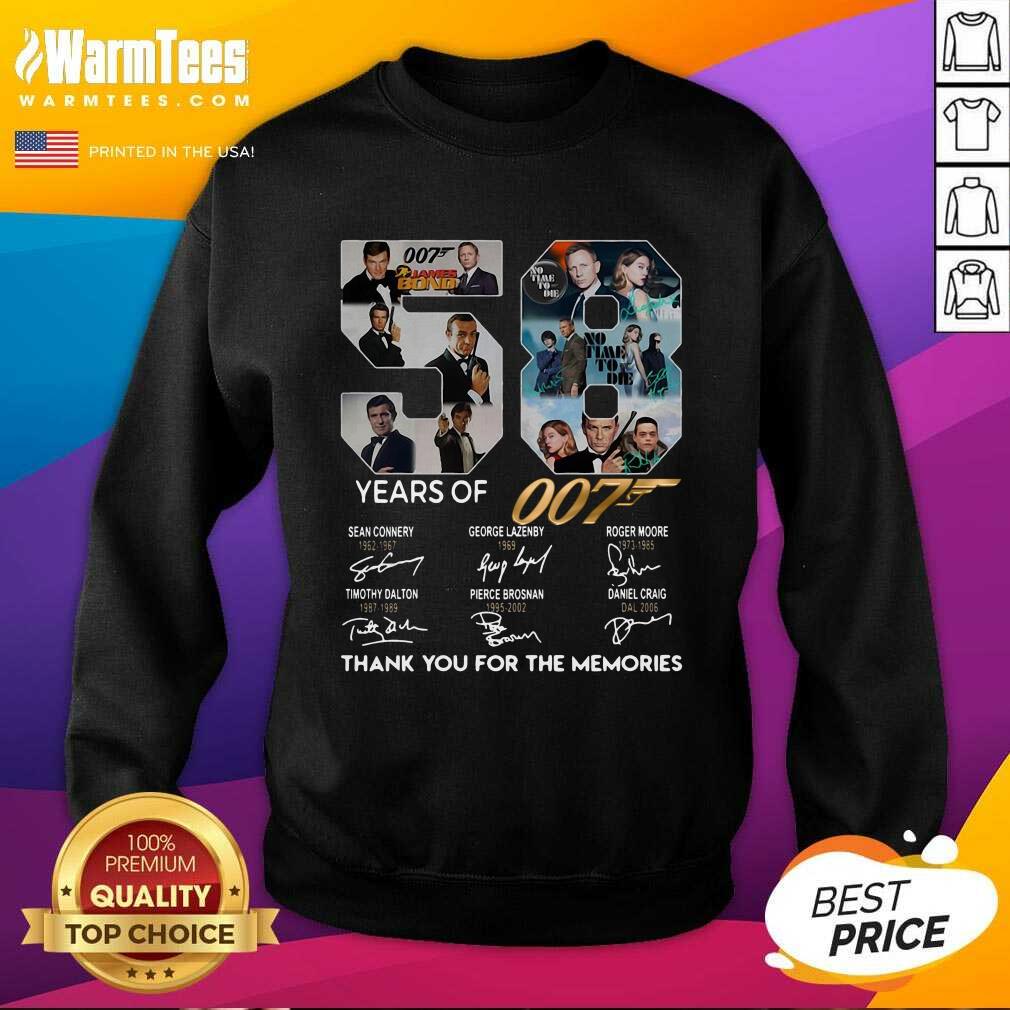 Pretty 58 Years Of 007 Thank You For The Memories Signatures Shirt - Image 3