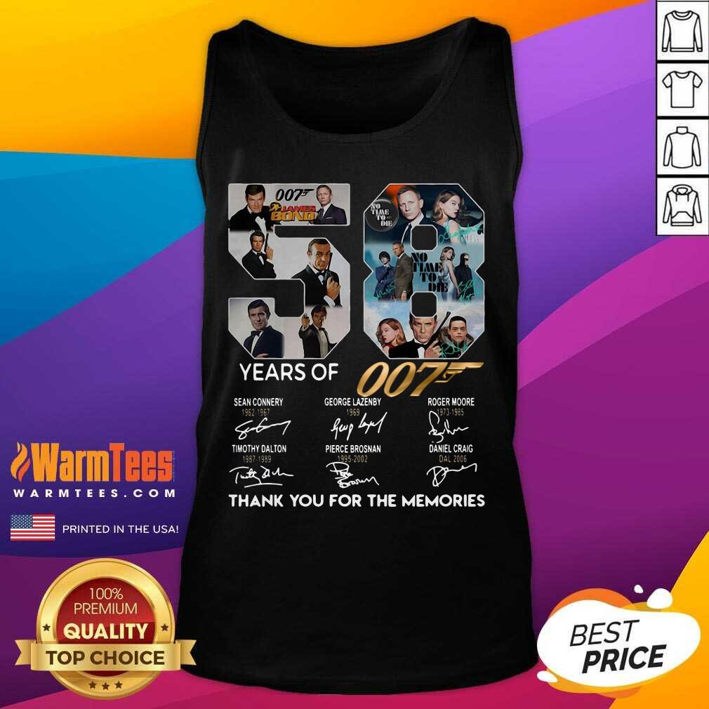 Pretty 58 Years Of 007 Thank You For The Memories Signatures Shirt - Image 4