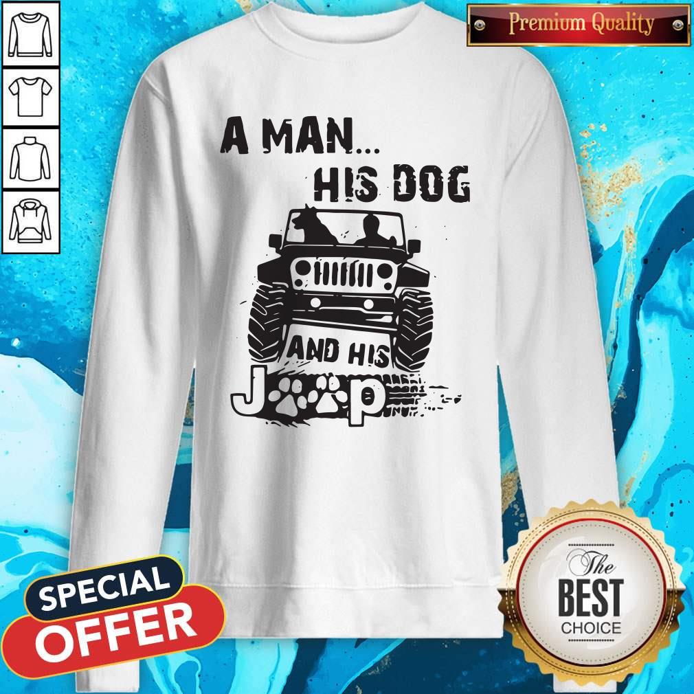 Pretty A Man His Dog And His Jeep Tee Shirt - Image 4